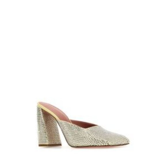 Amina Muaddi 95mm Charlotte Satin & Crystal Mules Size 7 NIB Designer Heels - Picture 2 of 11